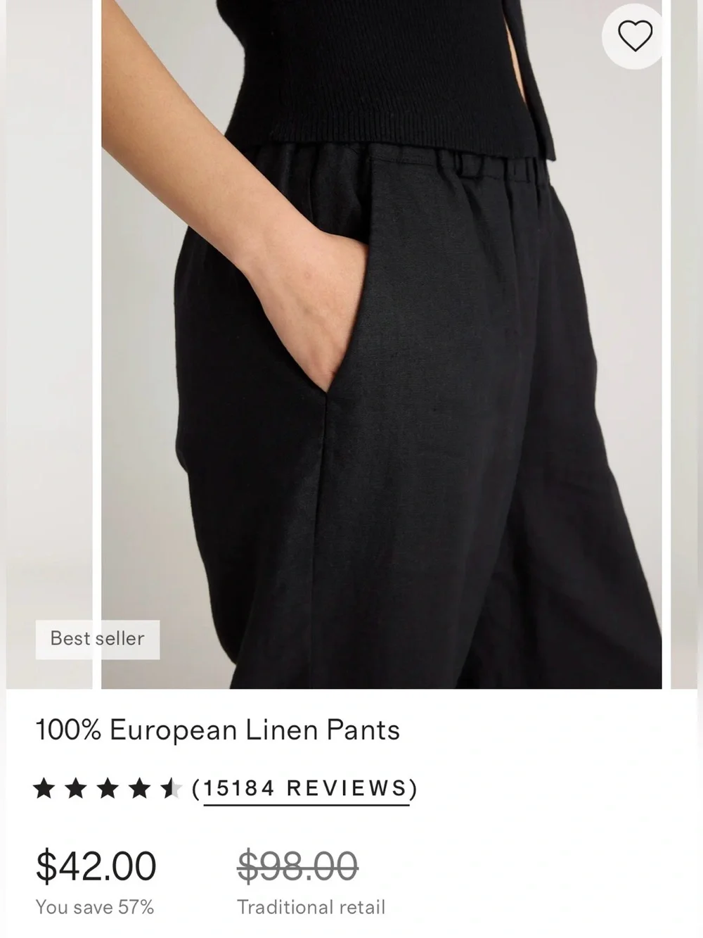 Quince 100% European Linen Pants - Black